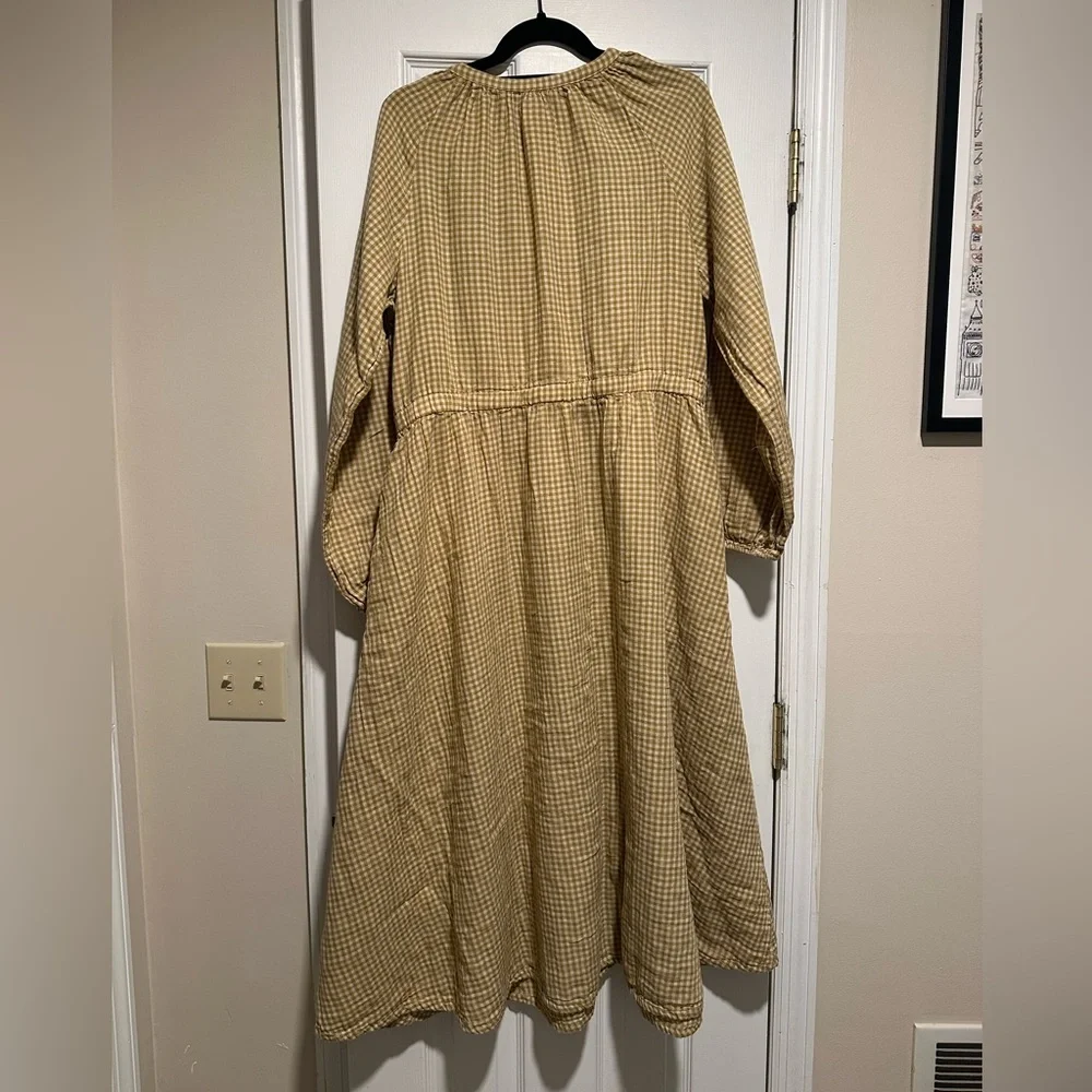 Pact Yellow Checkered Button-Up Dress - Picture 2 of 3